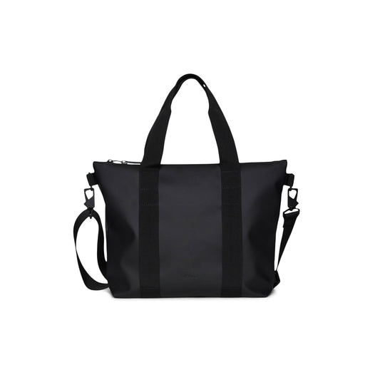 RAINS Tote Bag Micro - Black Waterproof Shoulder Bag for Men and Women - Compact Black Tote for Work, Travel, Shopping with Coated Zip and Carry Handles - 2 Year Warranty