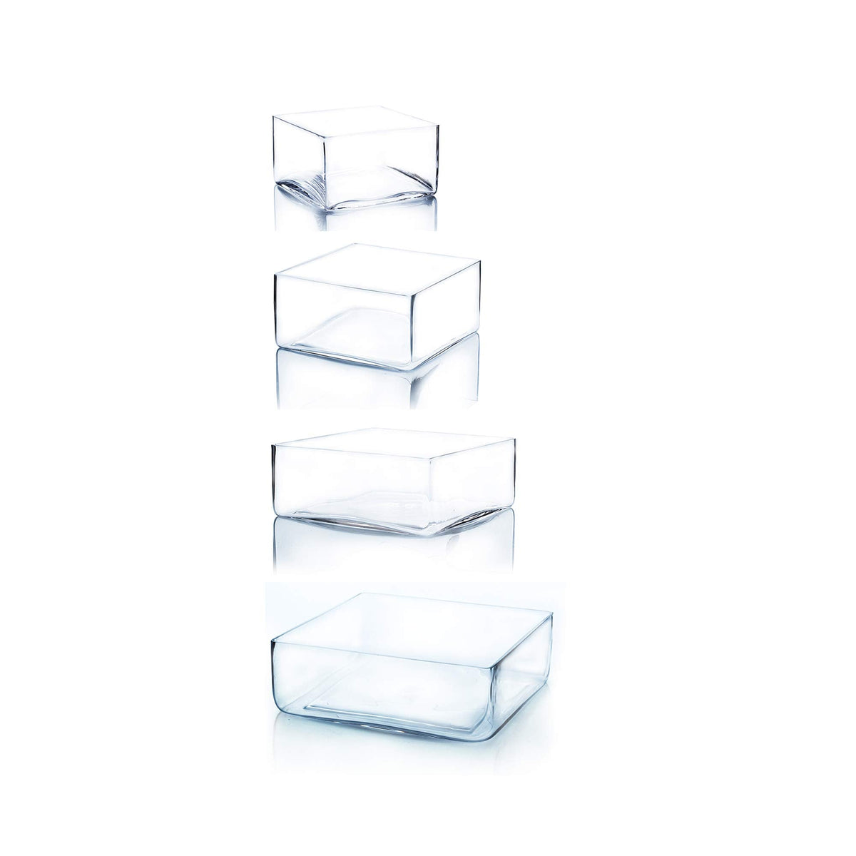 WGV Square Block Glass Vase, Length 10", Height 4", Clear Large Planter Terrarium, Floral Container for Wedding Party Event, Home Office Decor, 1 Piece