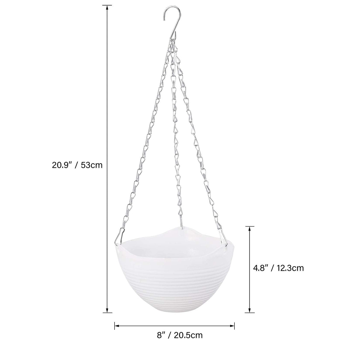 Foraineam 8 Pack White Hanging Planters Self-Watering Indoor Outdoor Garden Flower Plant Pot Containers with Drainer and Hanging Chain