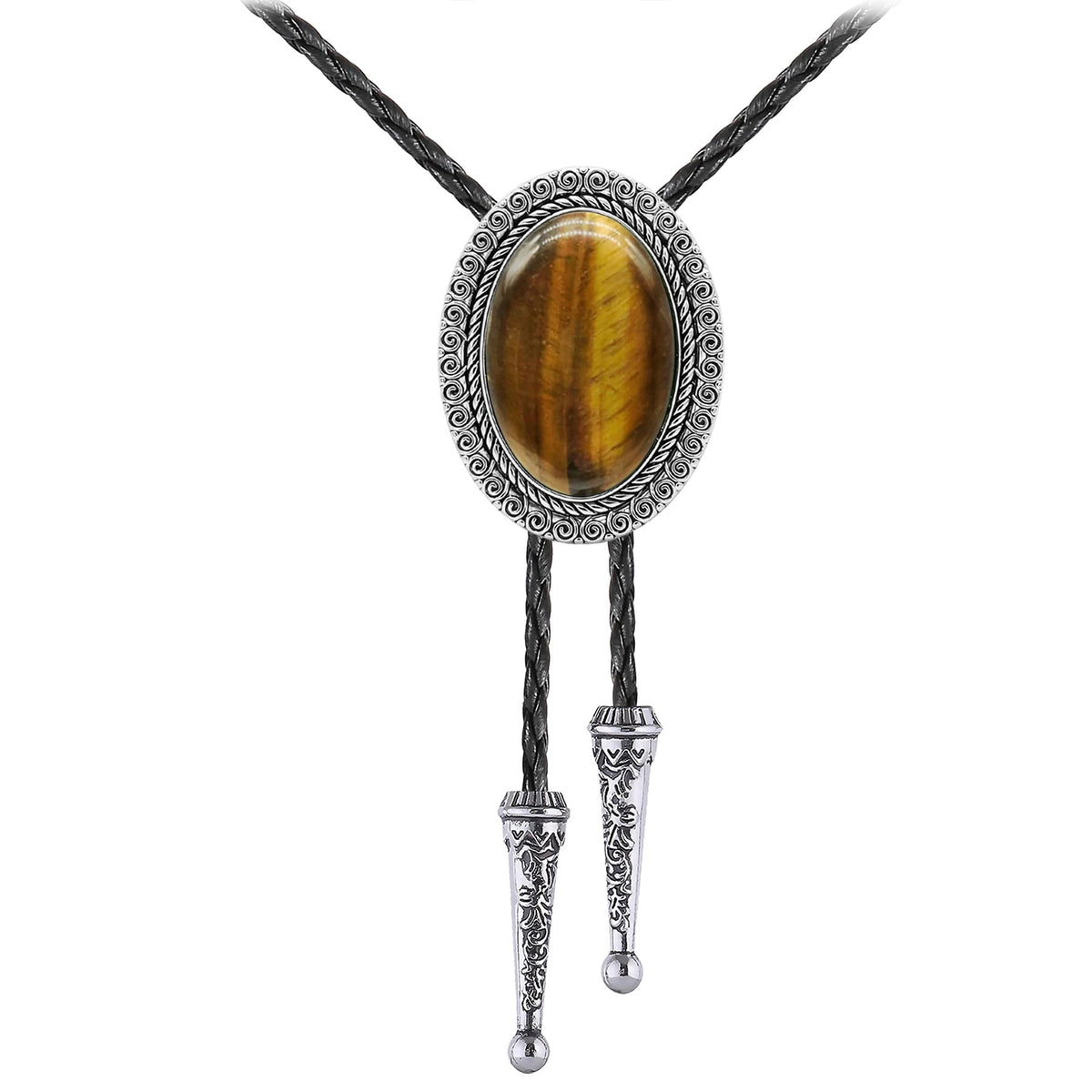 Jeilwiy Bolo Tie Real Stone Tigers Eye Bolo Tie Bolero Ties Men Cowboy Neck Tie Bolo Necklace Cowboy Necktie Mens Bolo Ties Western