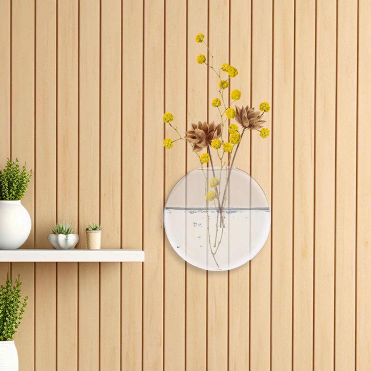 VICASKY 2pcs Glass Hydroponic Vases Wall Hanging Terrarium Holders for Indoor Plants Home Office Décor