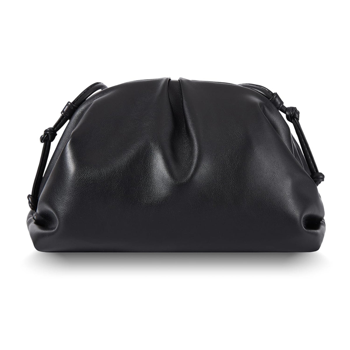 Huralona Dressy Pleated Vegan Leather Clutch Purse Super Soft Cloud Dumpling Clutch Bag for Women PU Evening Purse Handbag (Black, M)