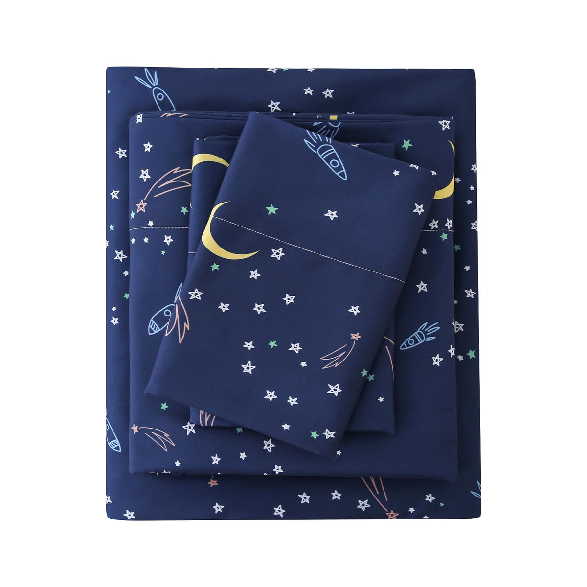 MCO Twin Sheets Set Kids, Soft Microfiber Bed Sheet Set for Boy Girls, 3 Pieces Breathable Twin Sheets Starry Sky