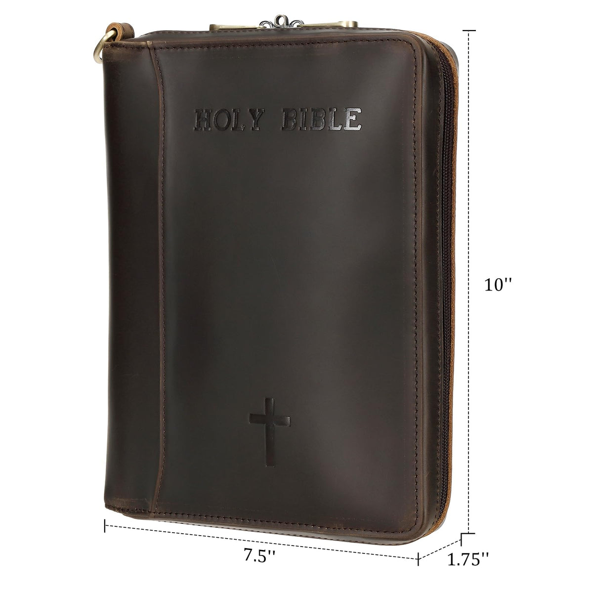 Polare Full Grain Leather Holy Bible Soft Carry Handgun Pouch CCW Bag Padded Pistol Wallet Tactical Case with Lockable Zipper and Wristlet Strap