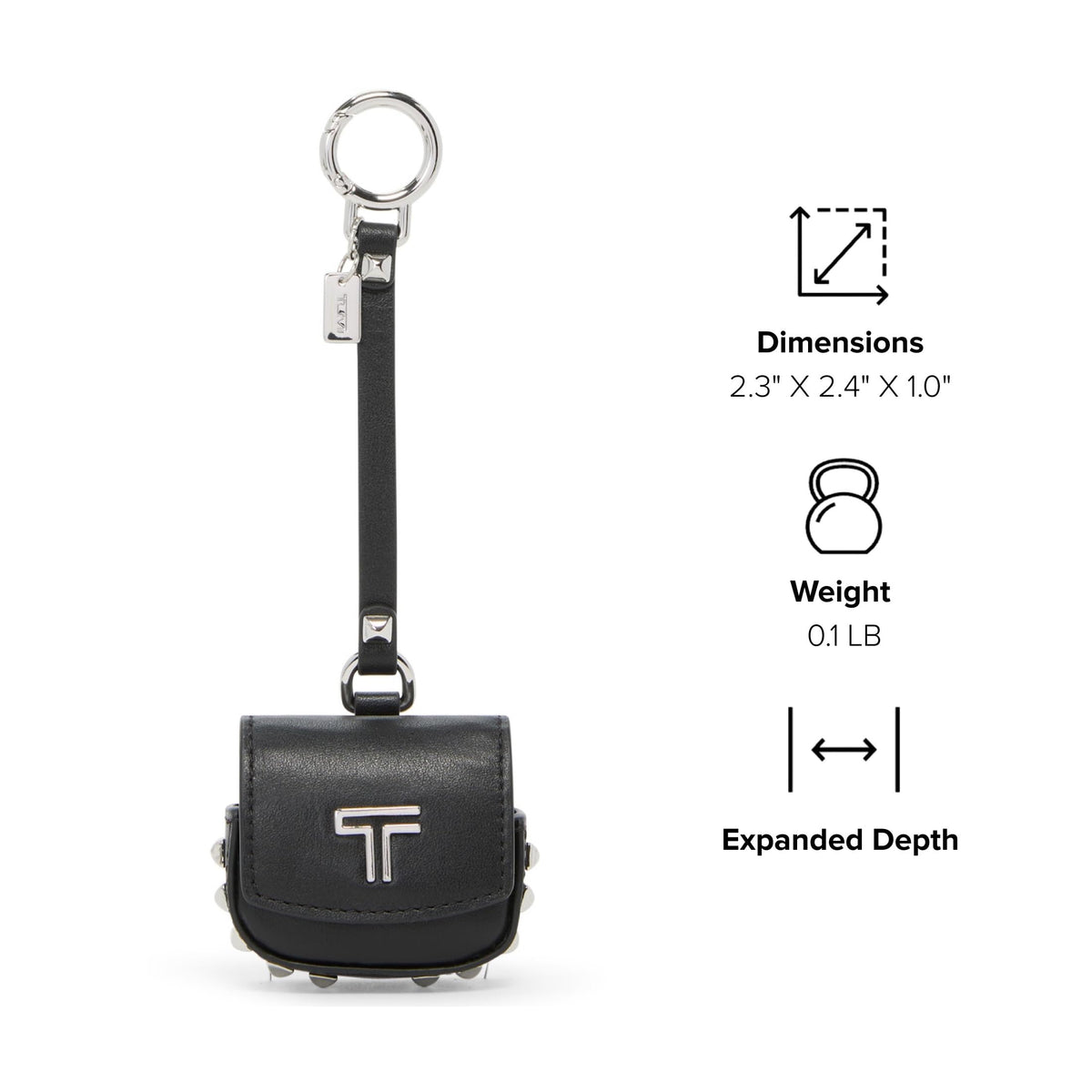 TUMI - Belden Airpods Charm - Men's and Women's Premium Leather Earbud Case - Black Studded