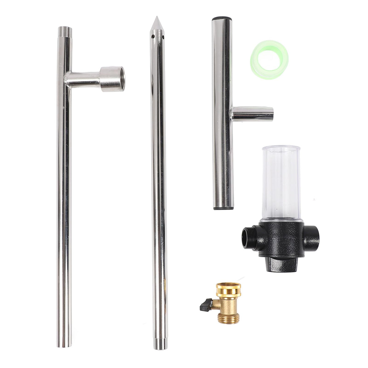 Deep Root Watering Tool, Stainless Steel Root Feeder with Fertilizer Bottle Watering Wand Irrigation System Watering Stake for Trees Bushes Shrubs with Brass Valve T Handle