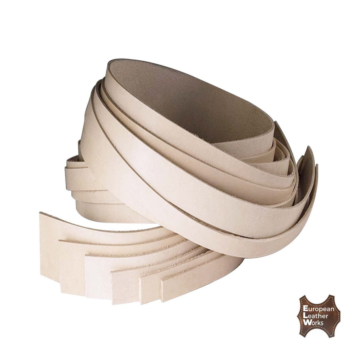 ELW Leather Blank Belt | 5-6 Oz. (2-2.4mm) Thickness | Size: 1"x60" (2.54x152cm) | Cowhide Vegetable Tanned | Full Grain Strip, Strap | Ideal for DIY Belts for Tooling, Crafting, Stamping, Dyeing