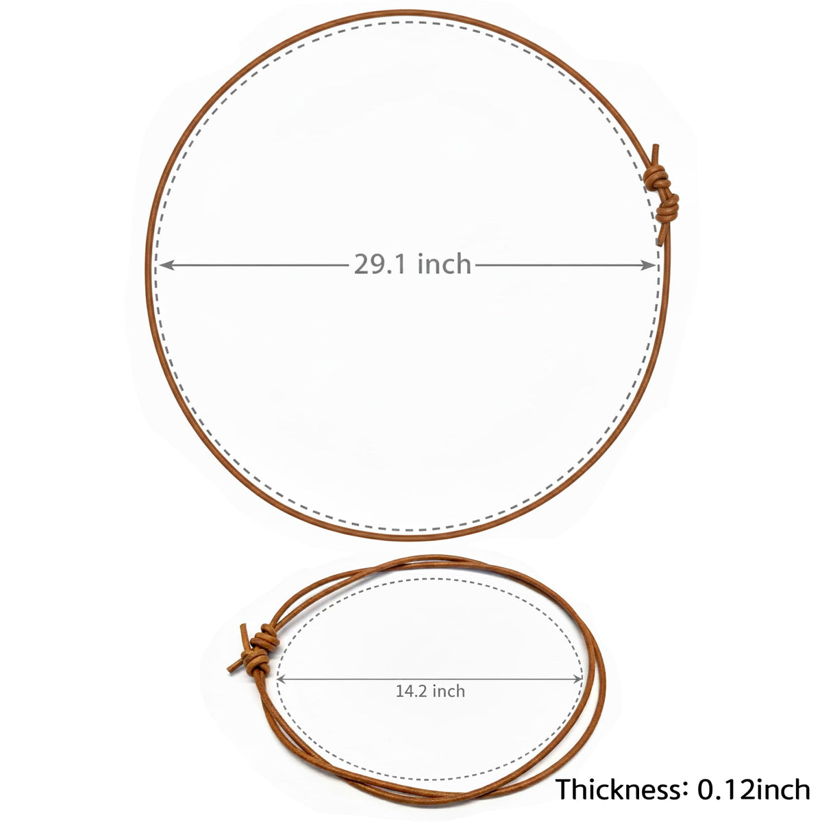 Leporem Genuine Leather Thick Cord Necklace, Dark Brown Woven Surfer Pendant, Adjustable Unisex Collar Jewelry (Brown)
