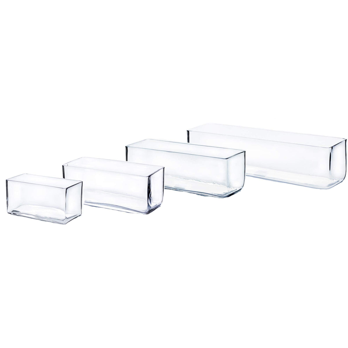 WGV Rectangle Block Glass Vase, Width 4", Length 16", Height 4", Clear Long Floral Container, Candle Holder for Home Office Wedding Decor, 1 Piece