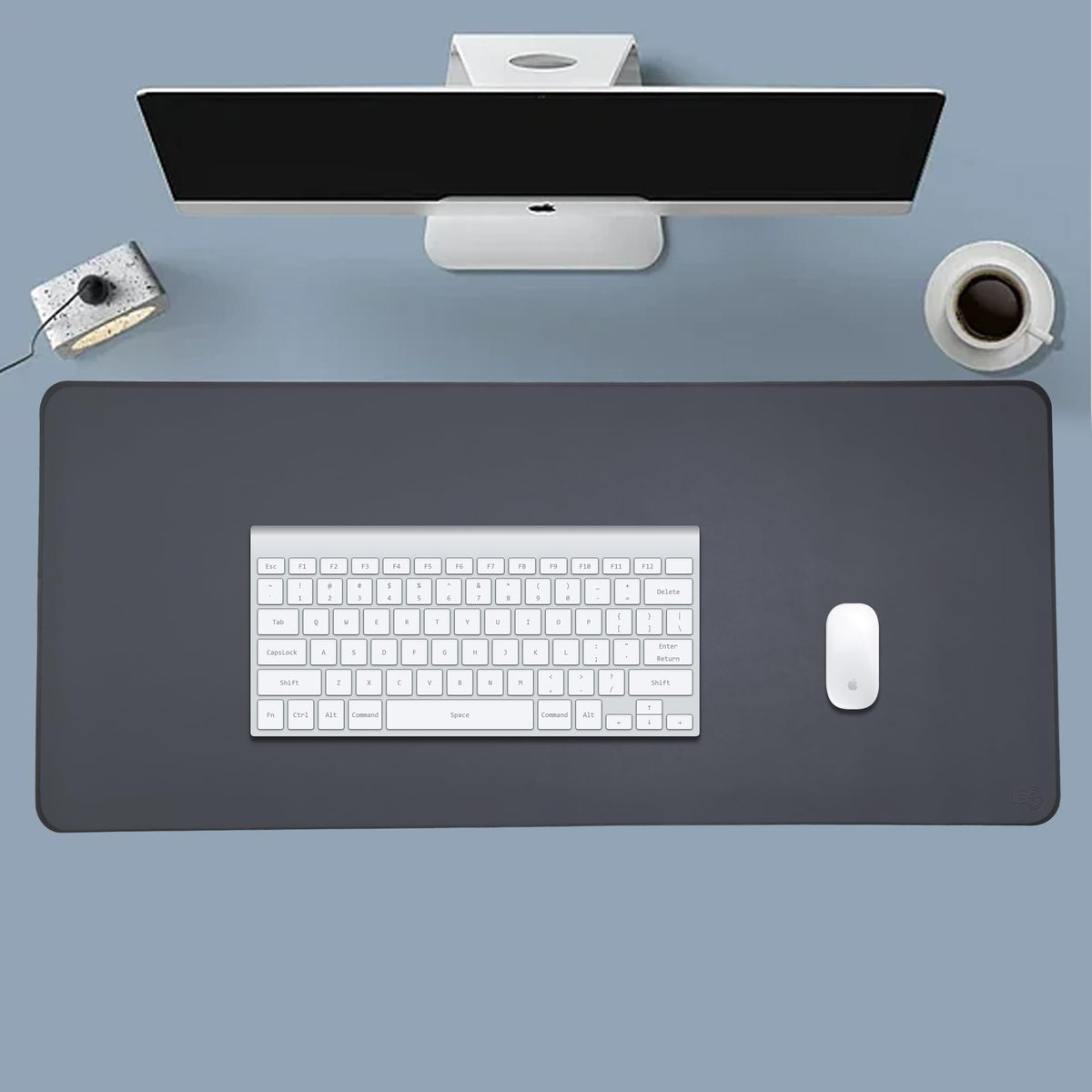 ICONIC - PRO PC GEAR PU Leather Desk Mat| Premium Mouse Pad with Bonus Coaster | Stylish, Durable, Waterproof Mouse Pad for Office & Home (Steel Grey, XXL - PU Gift Set)