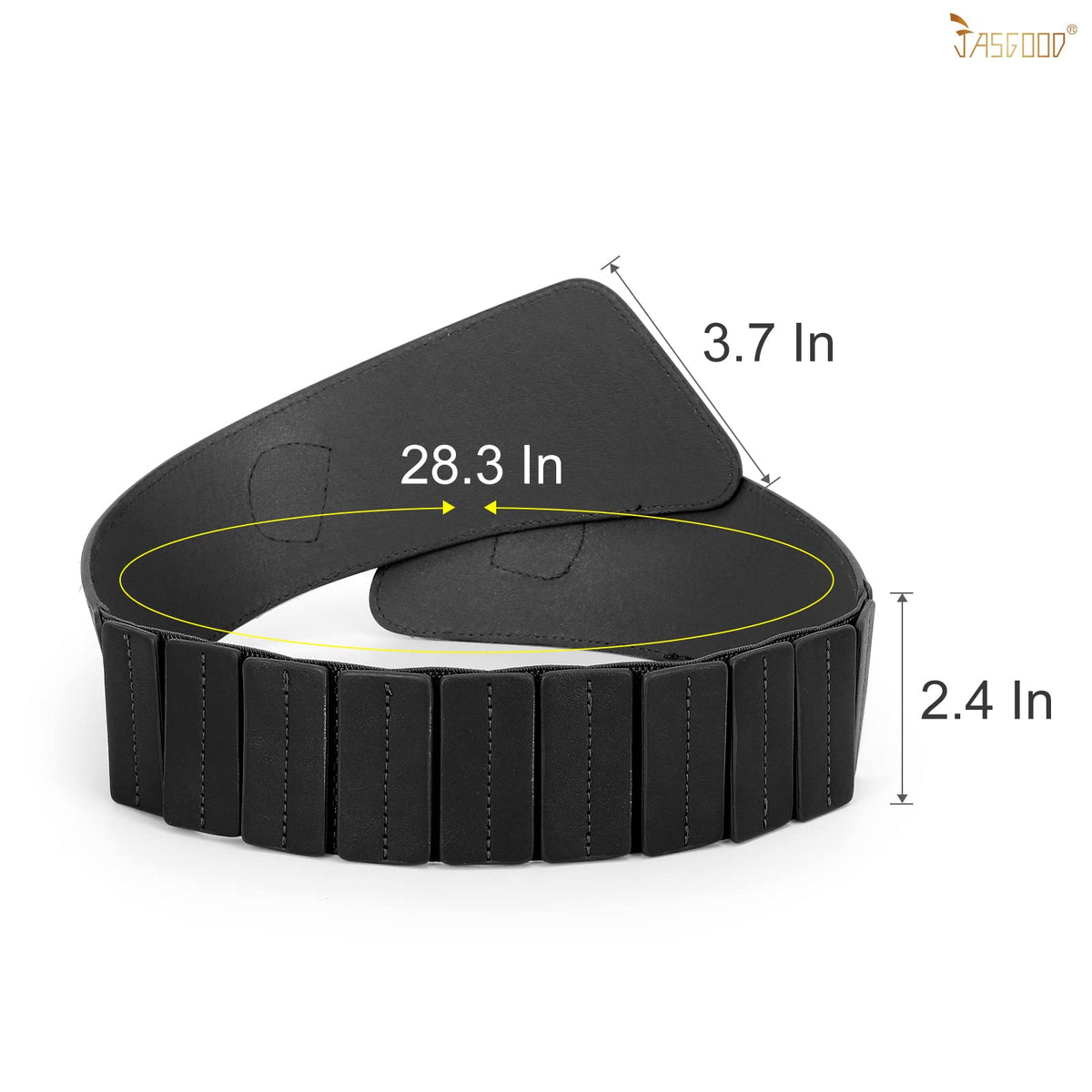 JASGOOD Women's Fashion Vintage Wide Elastic Stretch Waist Belt with Gold Interlock Buckle Halloween Belt (Matte Black,Suit Waist 36-42 Inch)