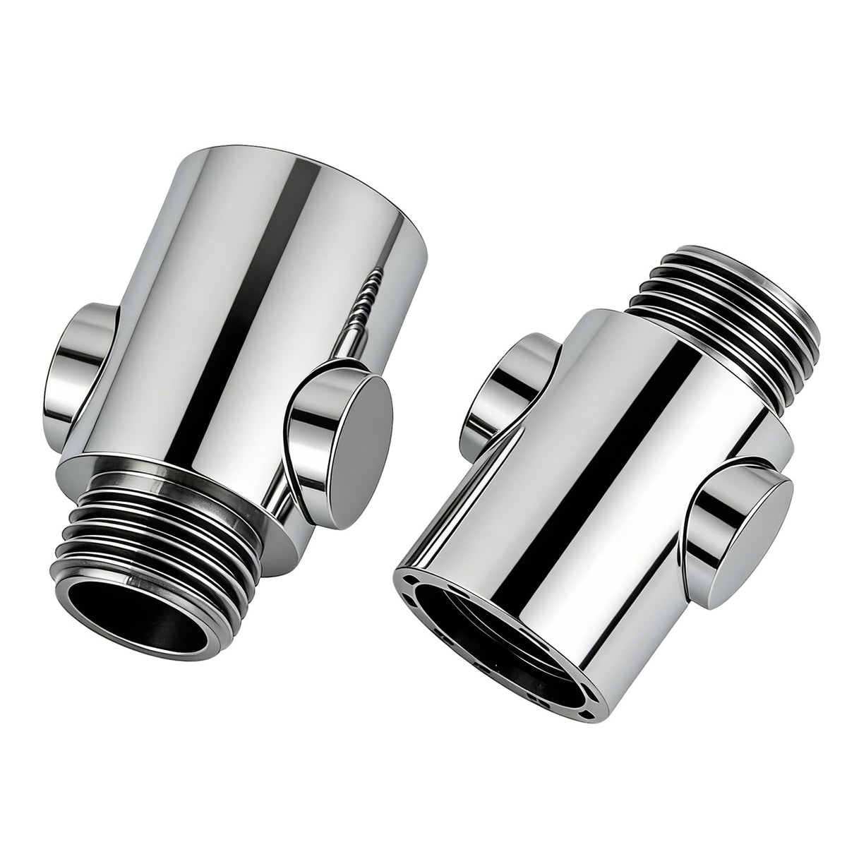 Shower Head Water Shut Off Valve - Pair Pack - Large Button - Water Flow regulator for Shower Hose or Bidet Sprayer - Bathroom & Kitchen water valve (Polished Chrome)