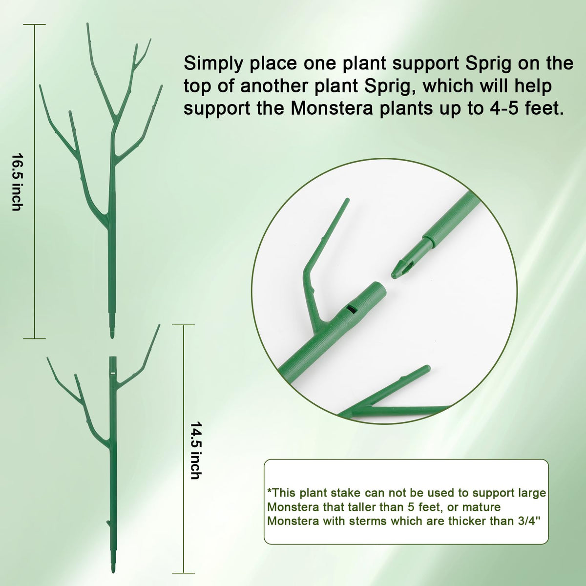 Qaobo 10 Pack Stackable Plant Support Stakes, Climbing Plant Support Structures for Monstera, Pothos, Philodendron Garden Plant Stakes for Indoor Outdoor Plants