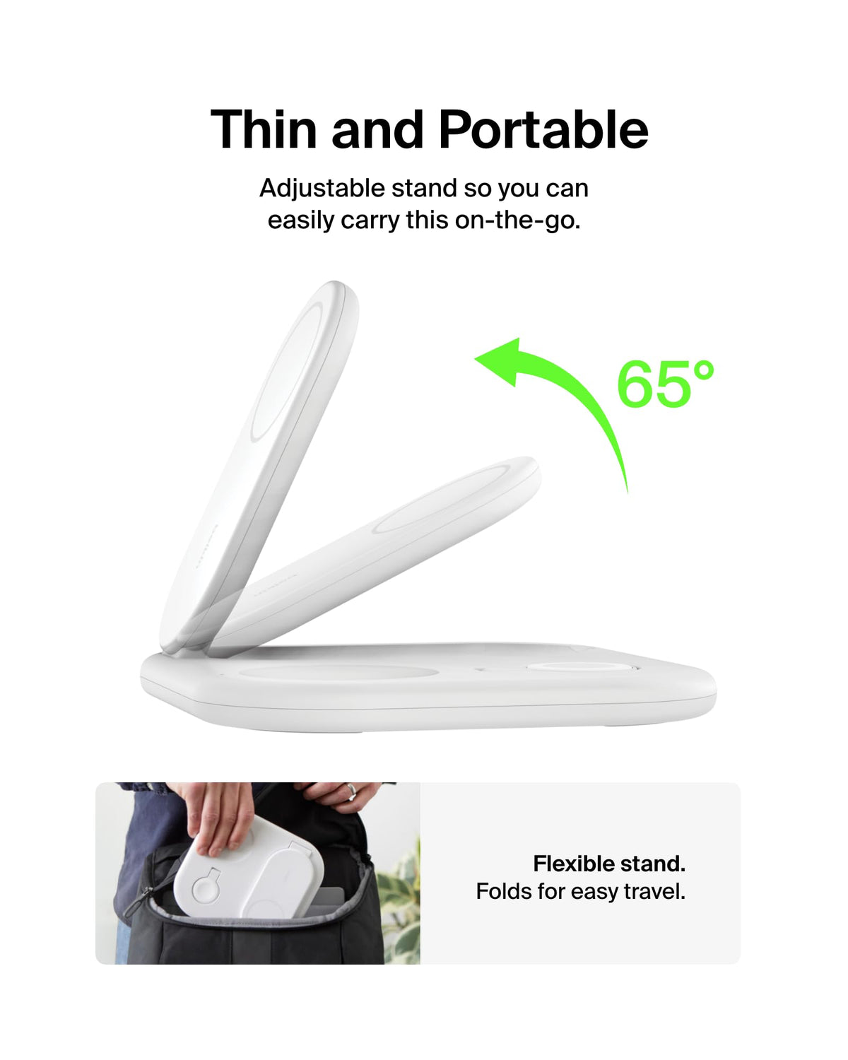 Belkin 3-in-1 MagSafe-Compatible iPhone Charger - Foldable Magnetic Qi2 Certified, MagSafe Charging Station for Phone, Apple Watch, AirPods - Wireless for Multiple Devices