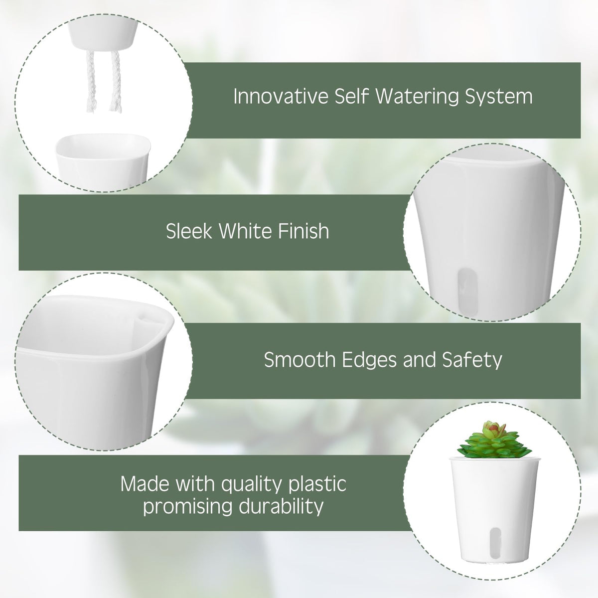 Ziliny 20 Pcs 3 Inch Self Watering Pots Self Watering Planters for Indoor Planters Plastic Garden Flower Pots with Level Indicator Vents for Herbs