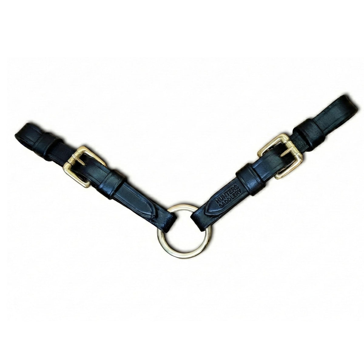 Hunters Saddlery Leather Strap Lunge Line Connector – Bit Coupler for Lunging or in‑Hand Leading & Showing Horses (Black)