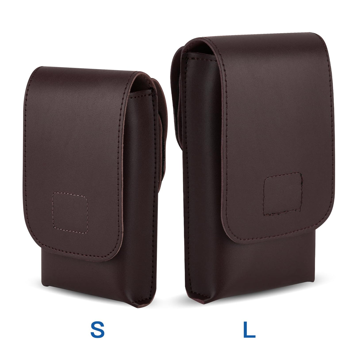 CaSZLUTION Phone Pouch for Cosplay - Ultra Fiber PU Leather Phone Holster Case with Belt Loop Keeper, Costume Accessory for Halloween, Conventions & Roleplay (Brown - L)