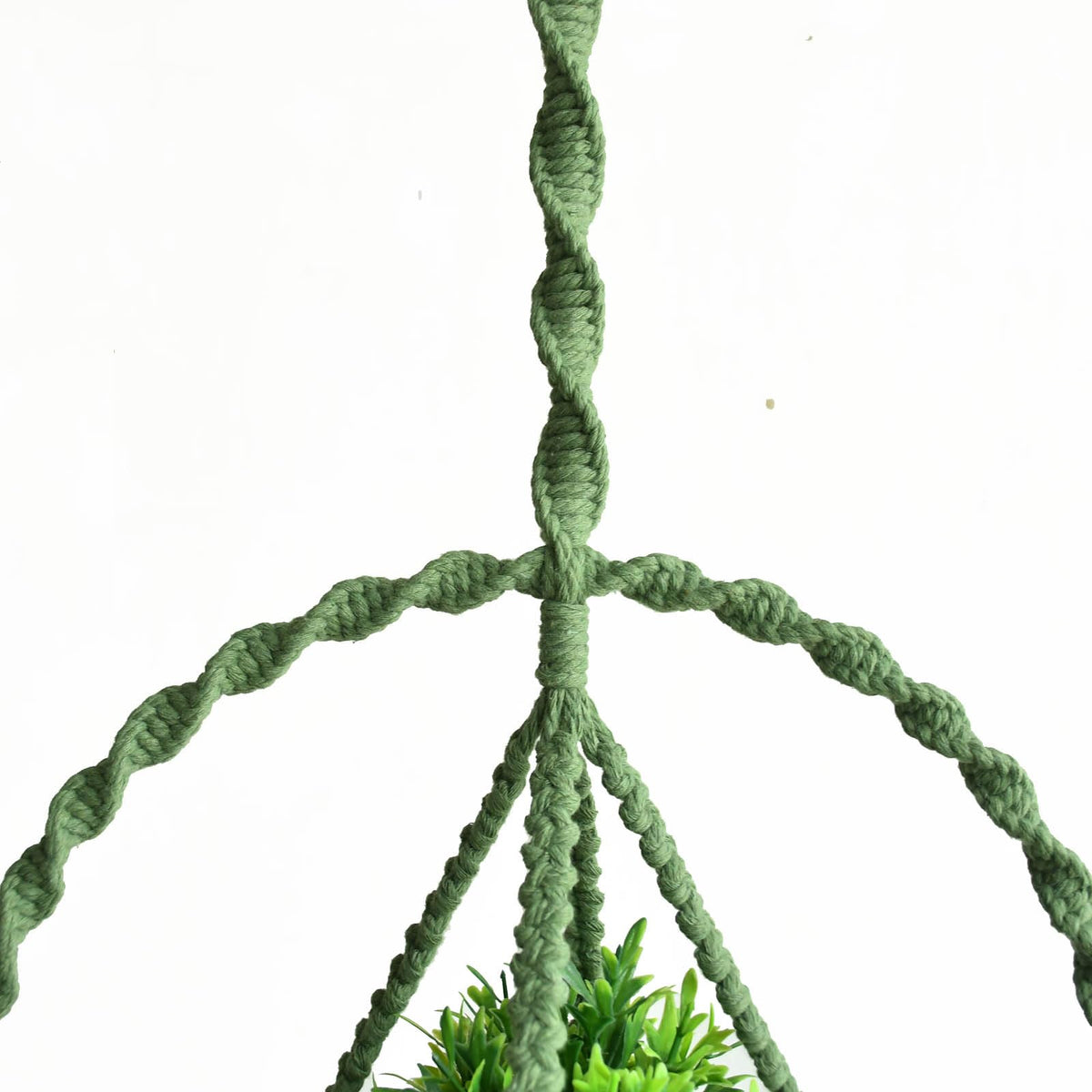 Macravine 2-Pack Handcraft Plant Hanger with Circular Ring, Hobo Art Planter Holder for Window, Macrame Plant Hanging Round, 2 Size 11.8"*23.6, 11.8 * 31.5", Green Color （No Pot and Plant Included