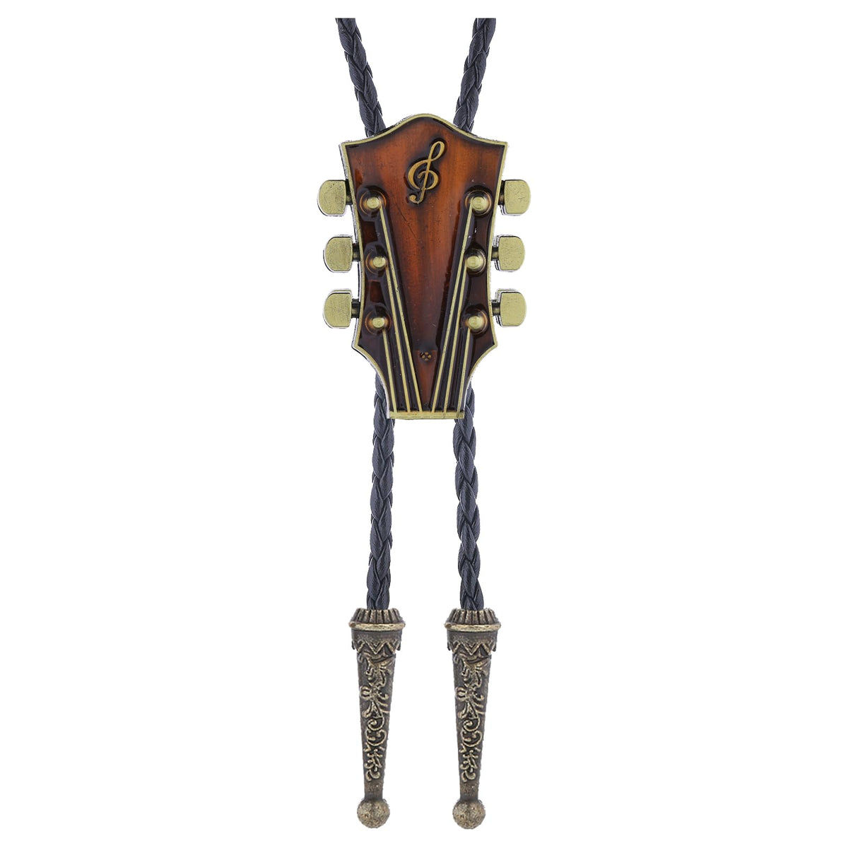 HUABOLA CALYN Bolo Tie for Men, Guitar Cowboy Rodeo Western Bolo Tie Leather Necktie Necklace Costume Accessorie for Women (Orange Bolo Tie)