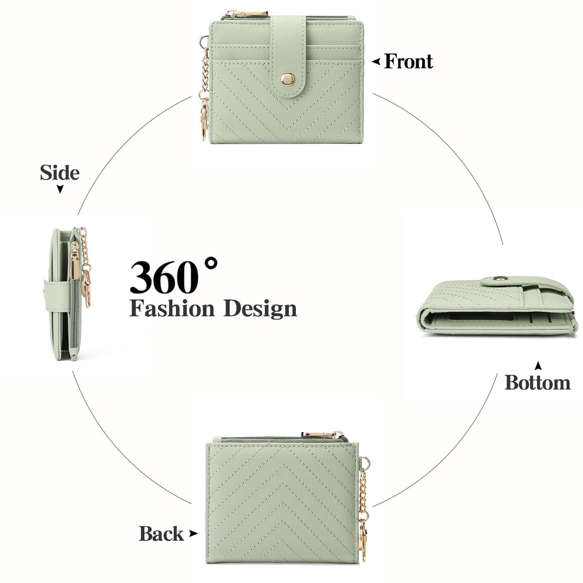 GAEKEAO Slim Wallet for Women, RFID Blocking Credit Card Holder Bifold Wallet with Zipper Coin Pocket, ID Window