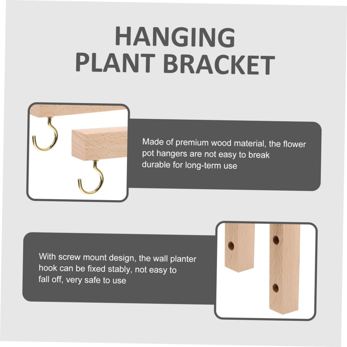 Toddmomy 2pcs Wooden Wall Hooks Plant Hanging Brackets for Bird Feeders and Hanging Baskets Beech Wood Plant Bracket Outdoor Gardening Hook for Lanterns and Wind Chimes