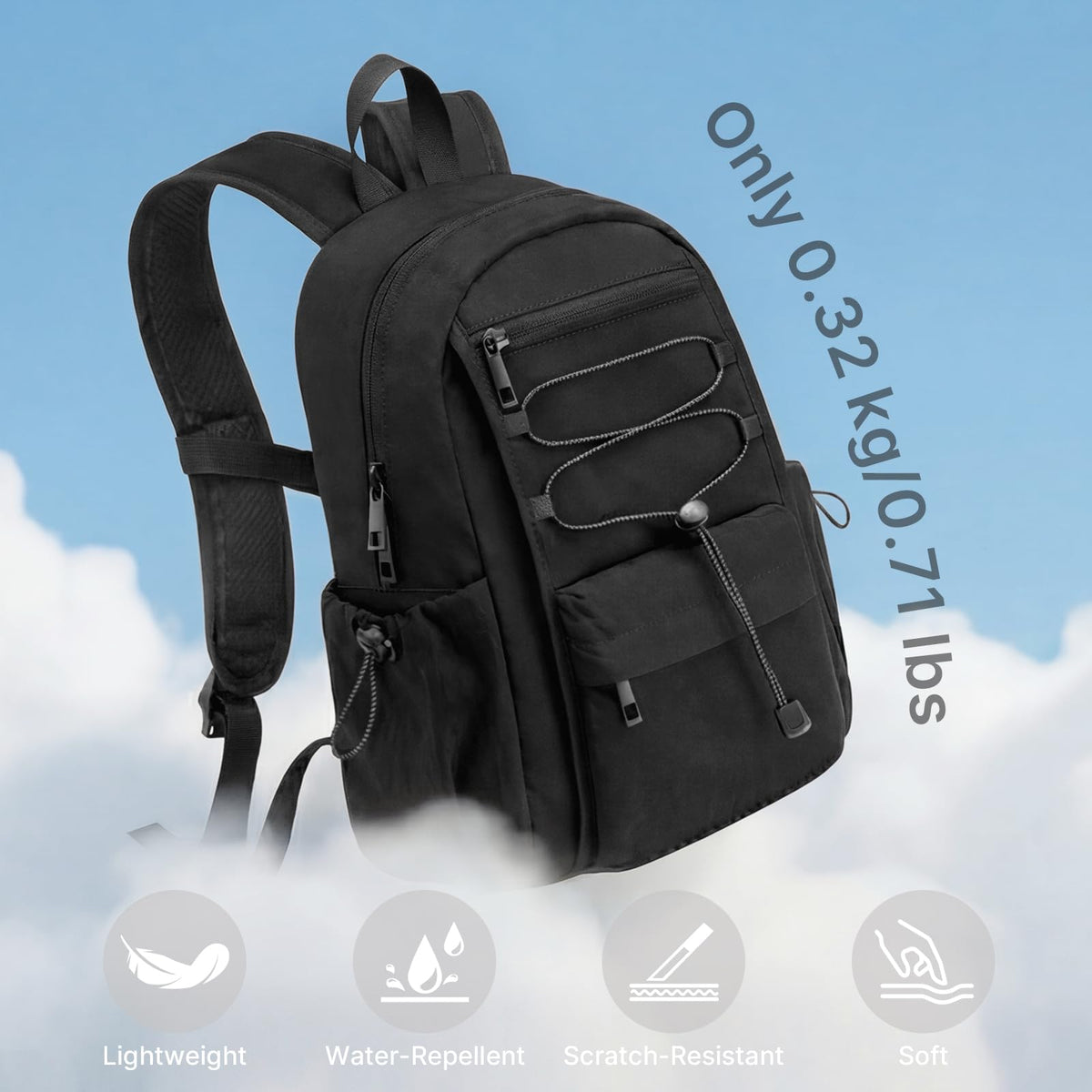 G4Free 10L Small Backpack for Women Men Lightweight Mini Travel Backpacks Hiking Casual Daypack, Black