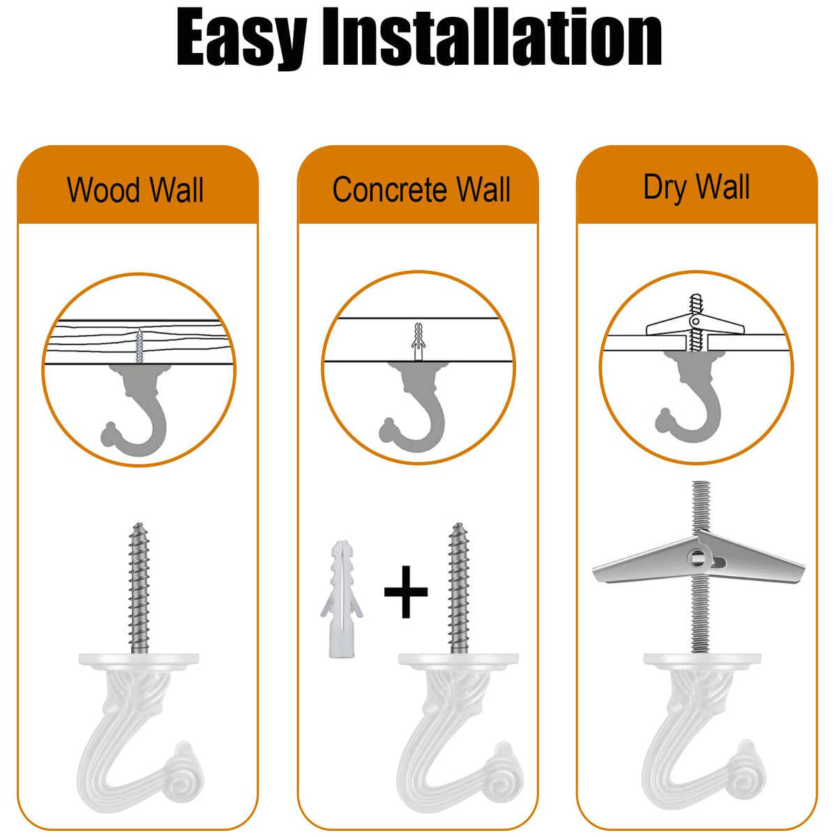 Omytie 15 Ft Heavy Duty Hanging Chain Kit with Connection Locks/Swag Ceiling Hooks for Lighting Fixture, Chandelier, Pendant, Lantern, Swag Lamp, Plant/Flower/Fruit Basket, Bird Feeder (White)