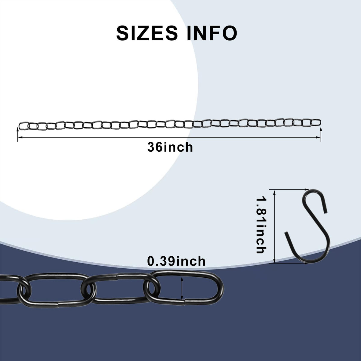 ENATECLITE Black Hanging Plant Chains Kit, 36-Inch Adjustable Plant Hangers with Hooks and Clips for Hanging Baskets, Bird Feeders, Wind Chimes, Planters and Porch Signs -6PACK