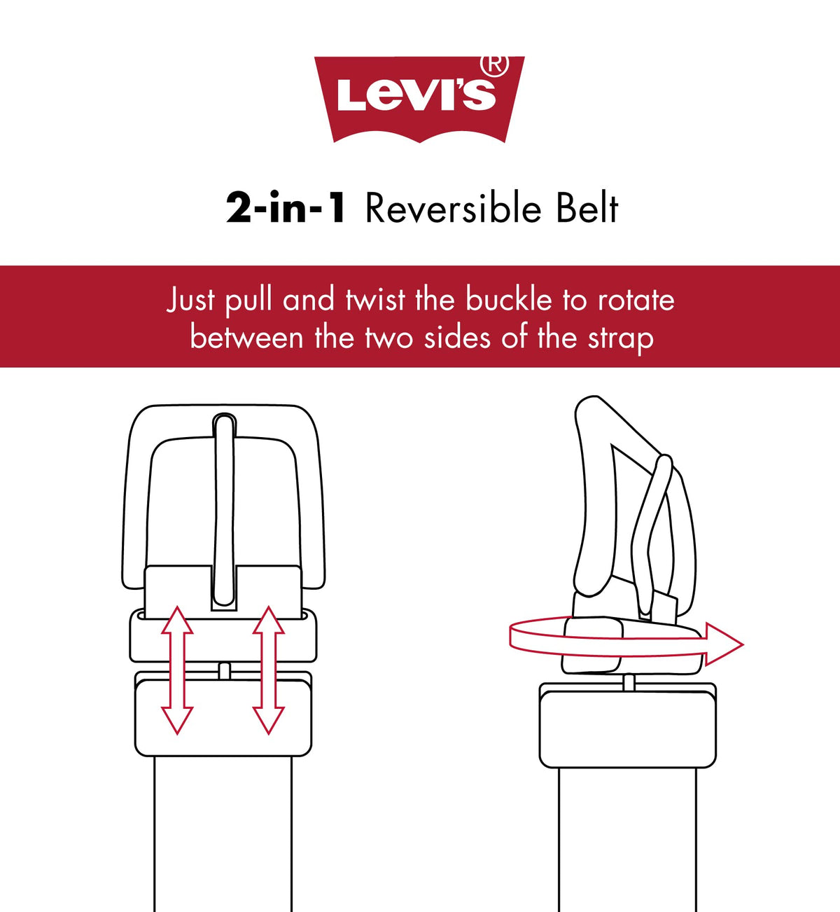 Levi's Men's Reversible Casual Jeans Belt, Brown/Black, Large (38-40)