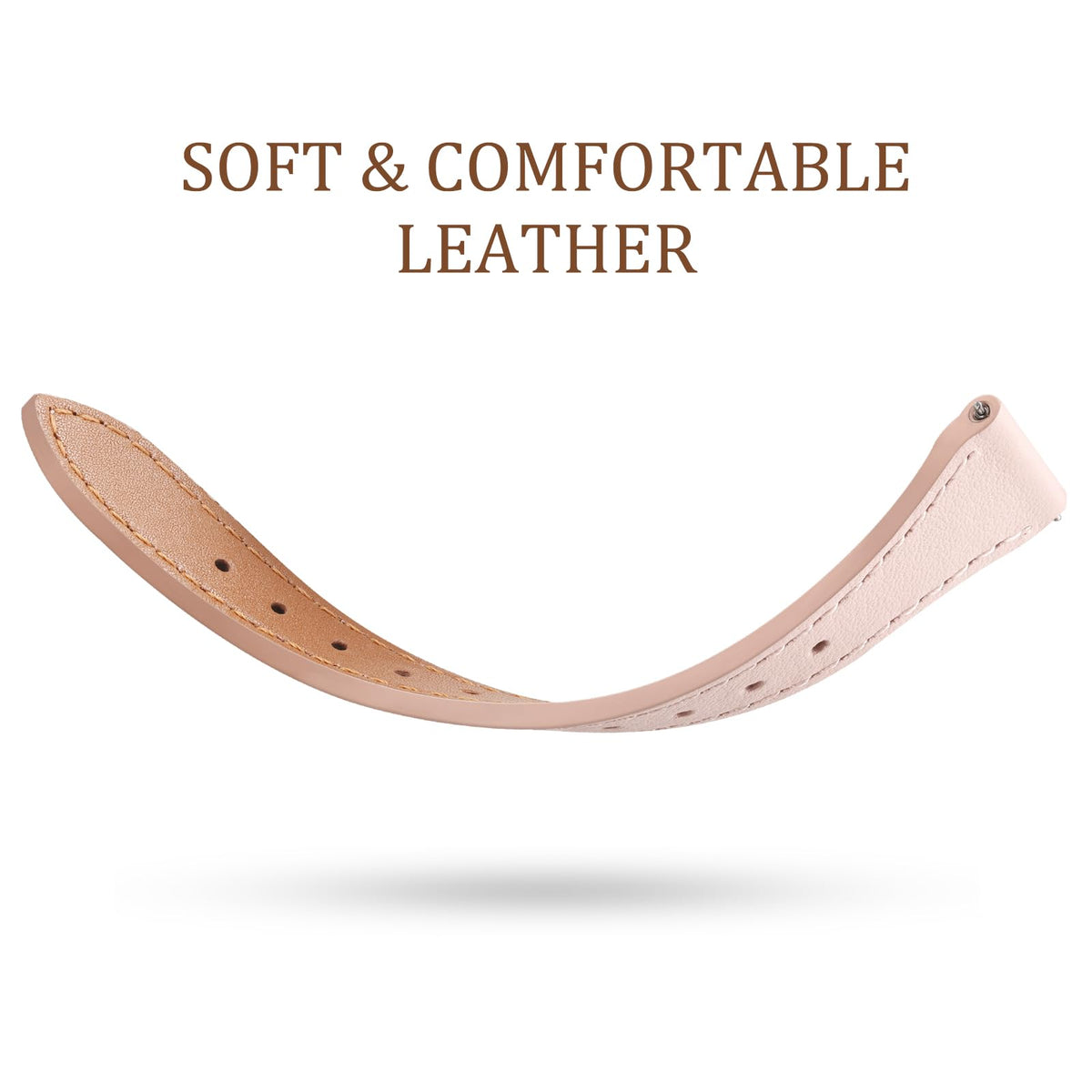 GEAK Slim Leather Band Compatible with Galaxy Watch 7 Band/6 5 4 FE 40mm 44mm/5 pro 45mm/Classic/Galaxy Active 2, 20mm Genuine Leather Strap with Quick Release Buckle for Samsung Watch Bands Women