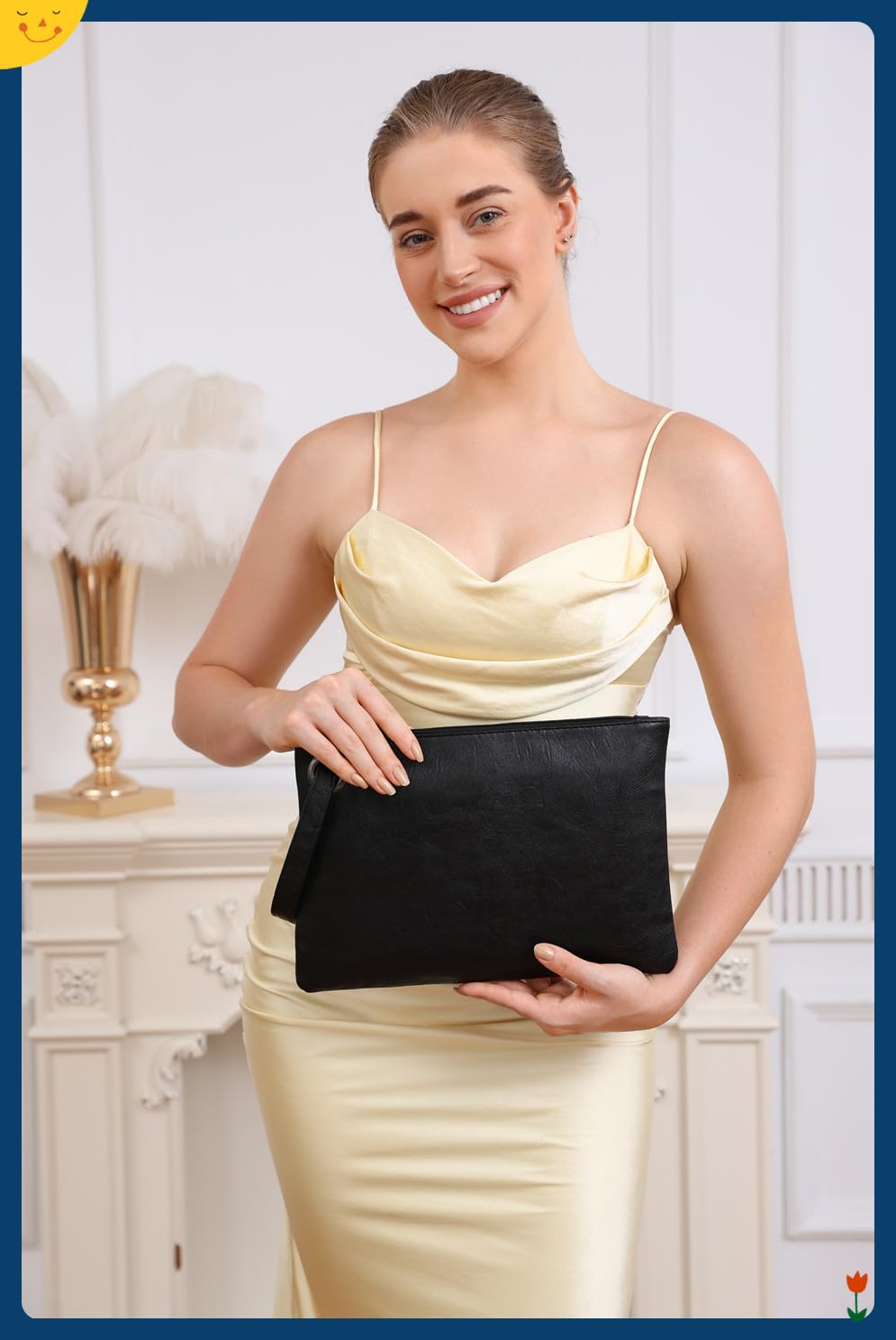 ruizedidi Clutch Purses for Women Evening Bag Women's Handbags Purse Trendy Designer Wedding Pu Leather Wristlet Black