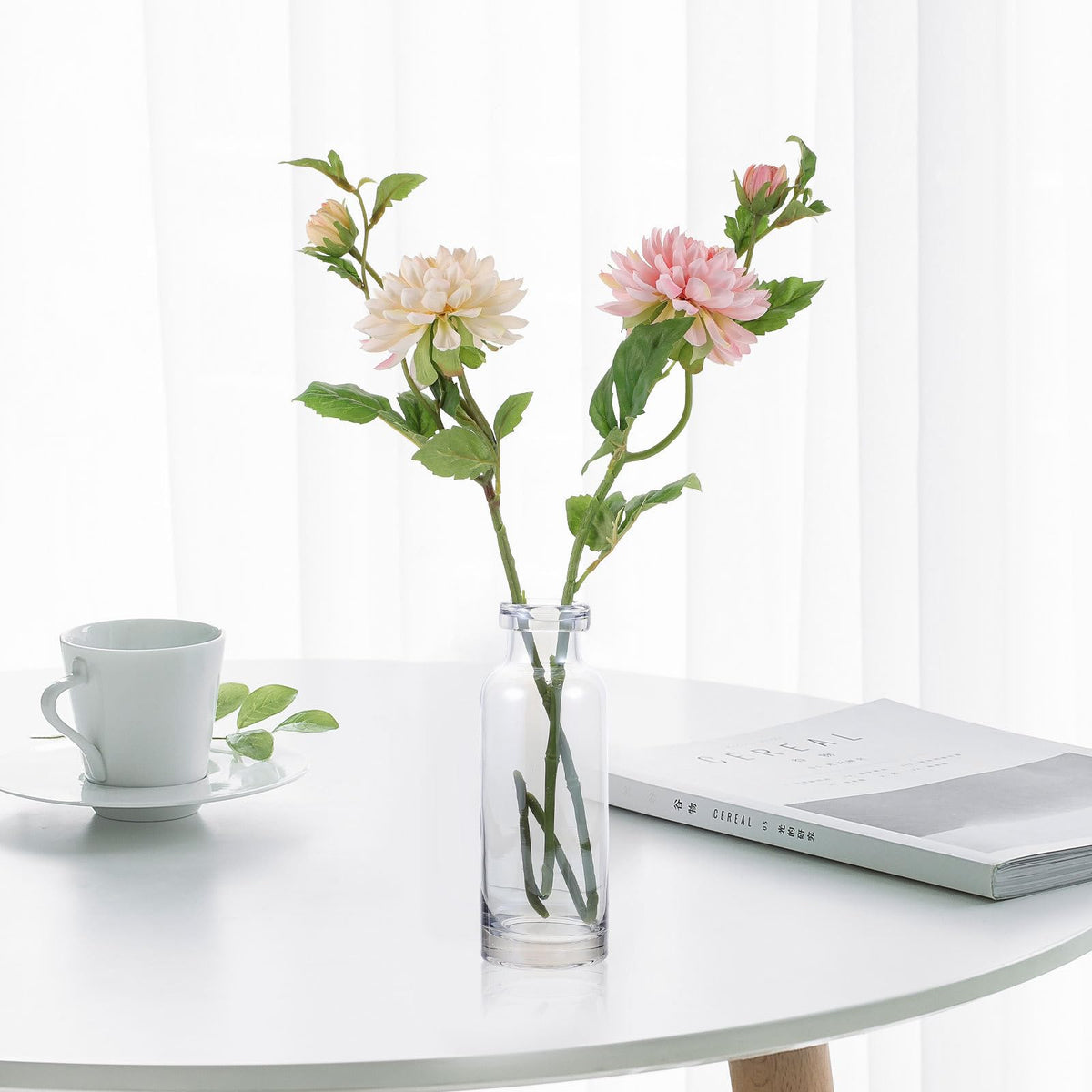 Yardwe Hydroponic Glass Vase Desktop Planter Small Mouth Ocean Blue Glass Container for Home Decoration and Indoor Plant Terrarium