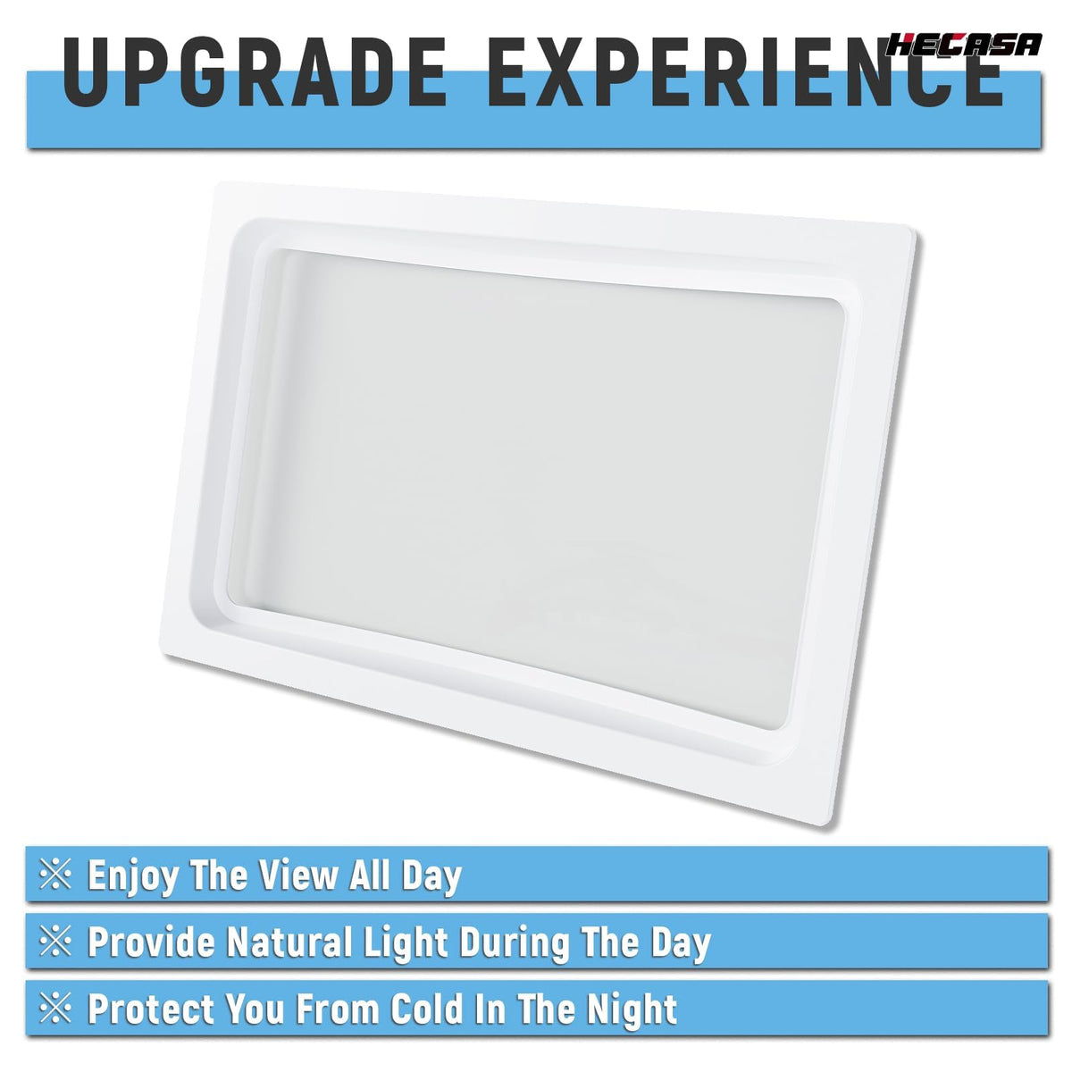 HECASA RV Skylight Inner Dome Replacement Cover - 14in x 22in - Clear Plastic - Model MO-1428