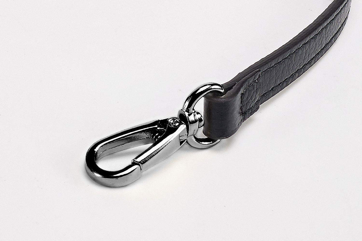 LIVE UP Full Grain Purse Strap Genuine Leather Replacement for Cross Body Bag Handbags(6# Black-Grey Buckles with Tassel)