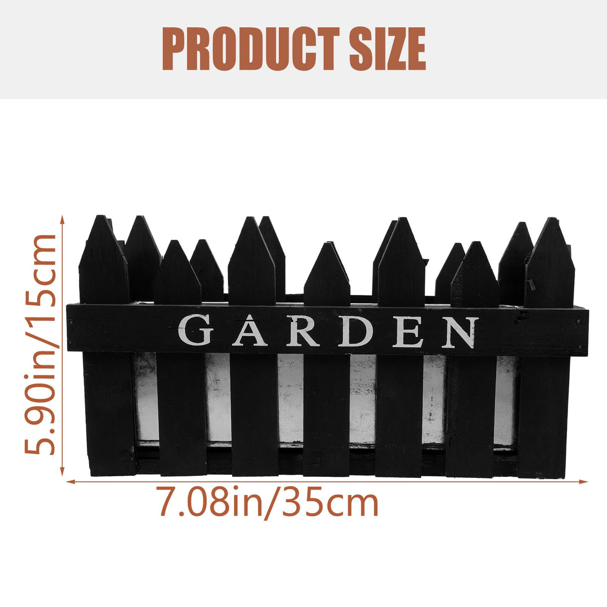 Angoily Creative Wooden Fence Flowerpot Planter Box for Balcony and Garden, Rectangular Black Wood Plant Container, Decorative Green Plant Pot for Outdoor Patio Use