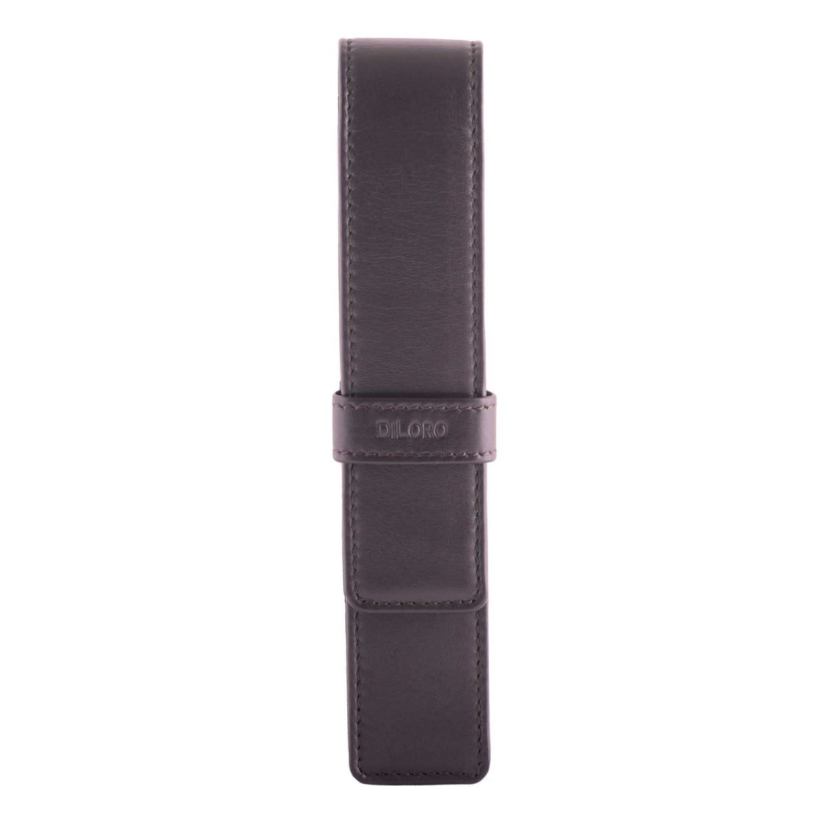 DiLoro Leather Single Pen Case Pencil Pouch Holder for One Fountain Ballpoint Rollerball Pen and Pencil (Brown)