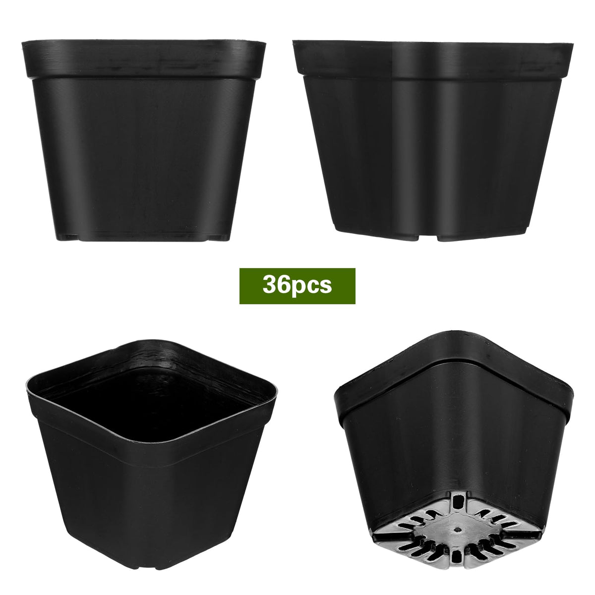 Ubamdom 36 Pcs Nursery Pots 4 Inch, Plastic Seed Starting Pot with Drainage Holes, Sturdy Seedling pots for Planting, Succulents, Transplanting, Cuttings (Black)