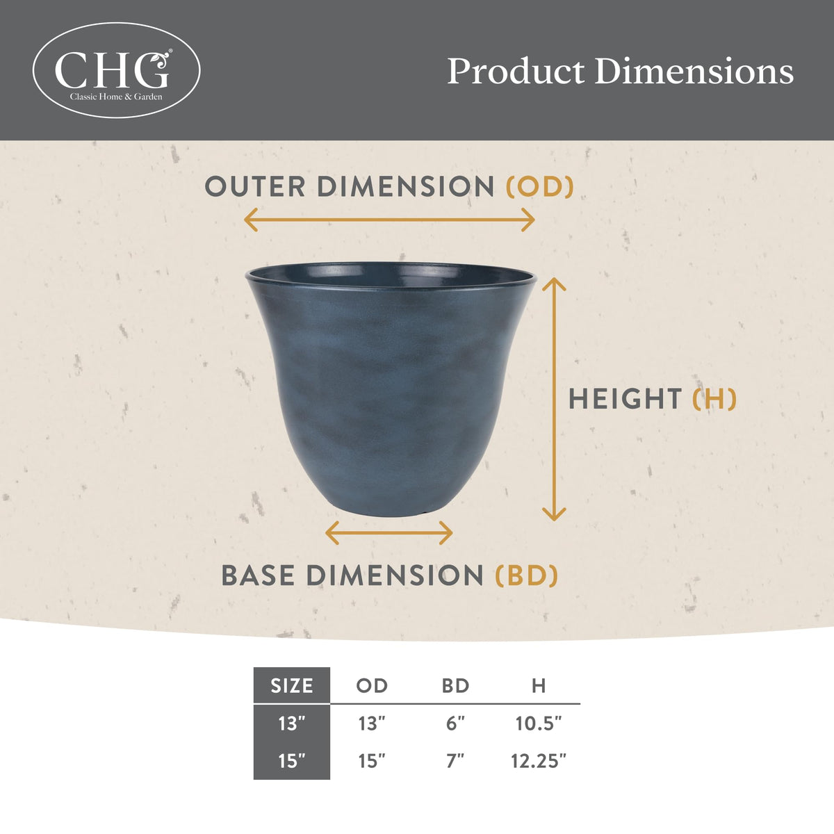 Classic Home and Garden by Growscape Honeysuckle Resin Planters - Lightweight Indoor & Outdoor Plant Pots - UV-Resistant Plastic Flower Pots - Pot Planters for Flowers & Herbs (13” Bamboo)