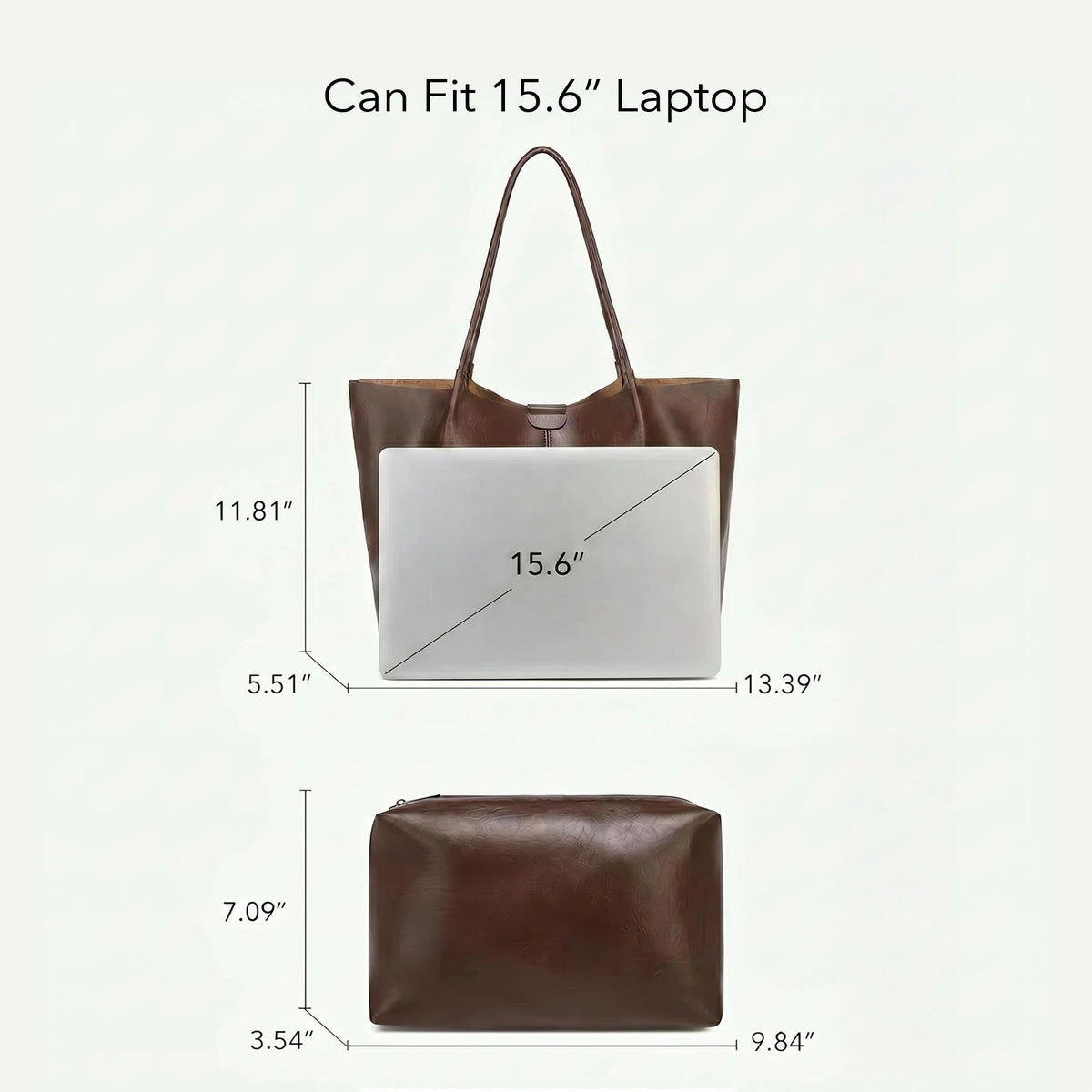 Women's Large Faux Leather Tote Bag, Spacious Work Shopper, Designer Top Handle Shoulder Bag for Travel College Daily Use (Coffee)