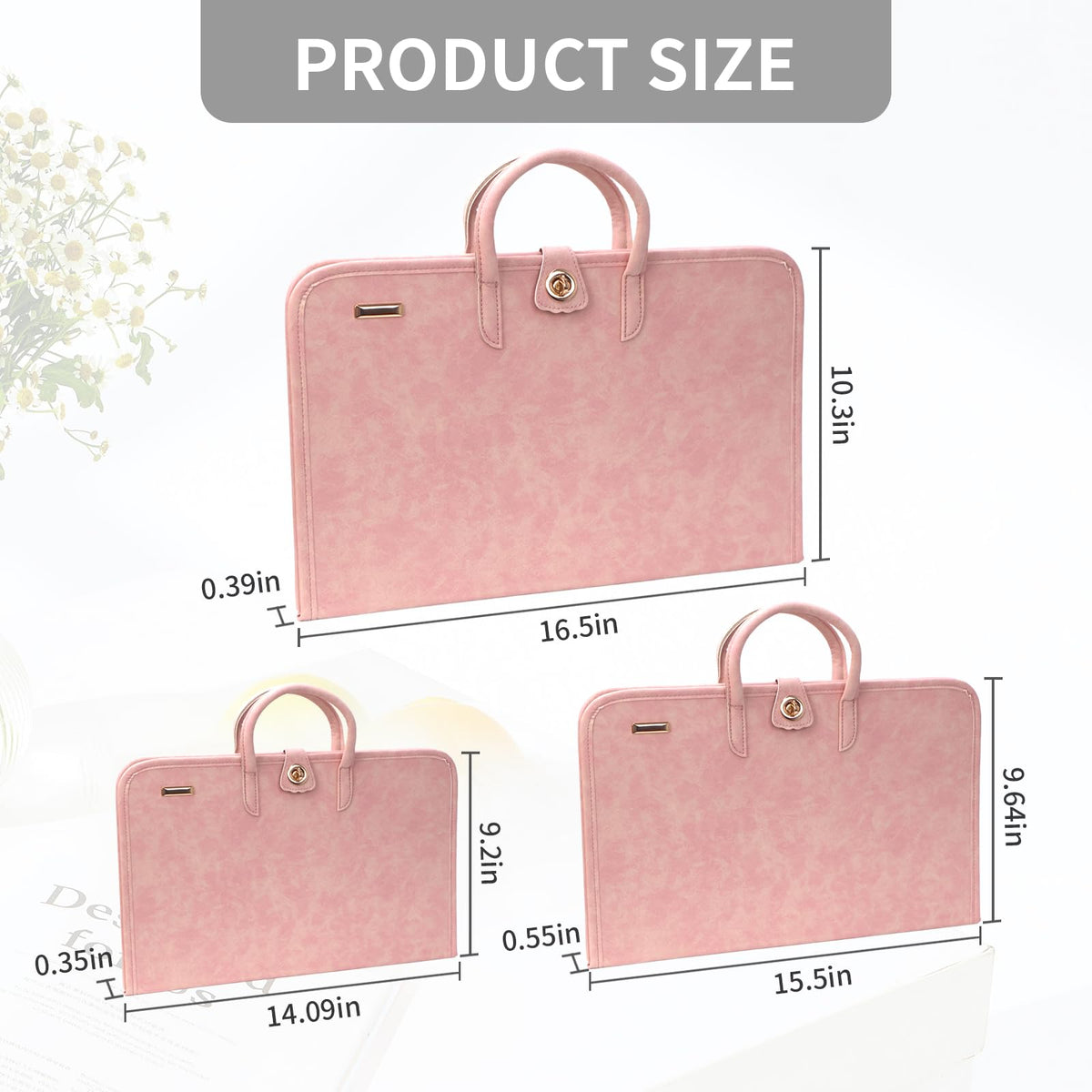 PU Laptop Sleeve Pink With Handle Protective Case Laptop Bag，Compatible with 15.6" Notebook(15.6 inch)