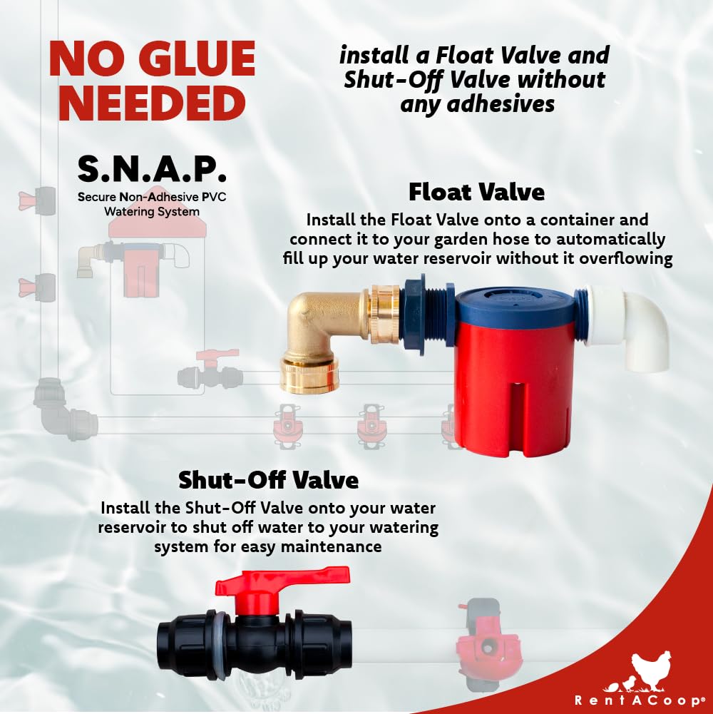 RentACoop Secure Non-Adhesive PVC (S.N.A.P) Watering System for 1/2" Schedule 40 PVC Pipe - Elbow Pack of 2 for Chickens, Quail, and Poultry