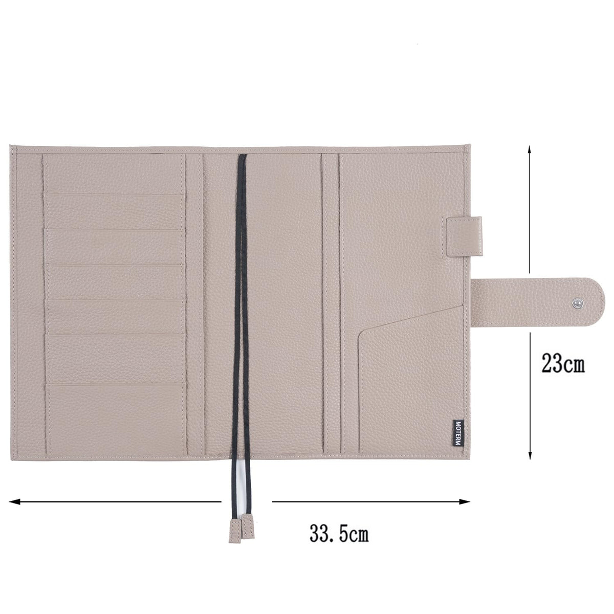 Moterm Leather Cover for A5 Notebooks - Fits Hobonichi Cousin, Stalogy and Midori MD Planners, with Pen Loop, Card Slots and Back Pocket (Pebbled-Taupe)