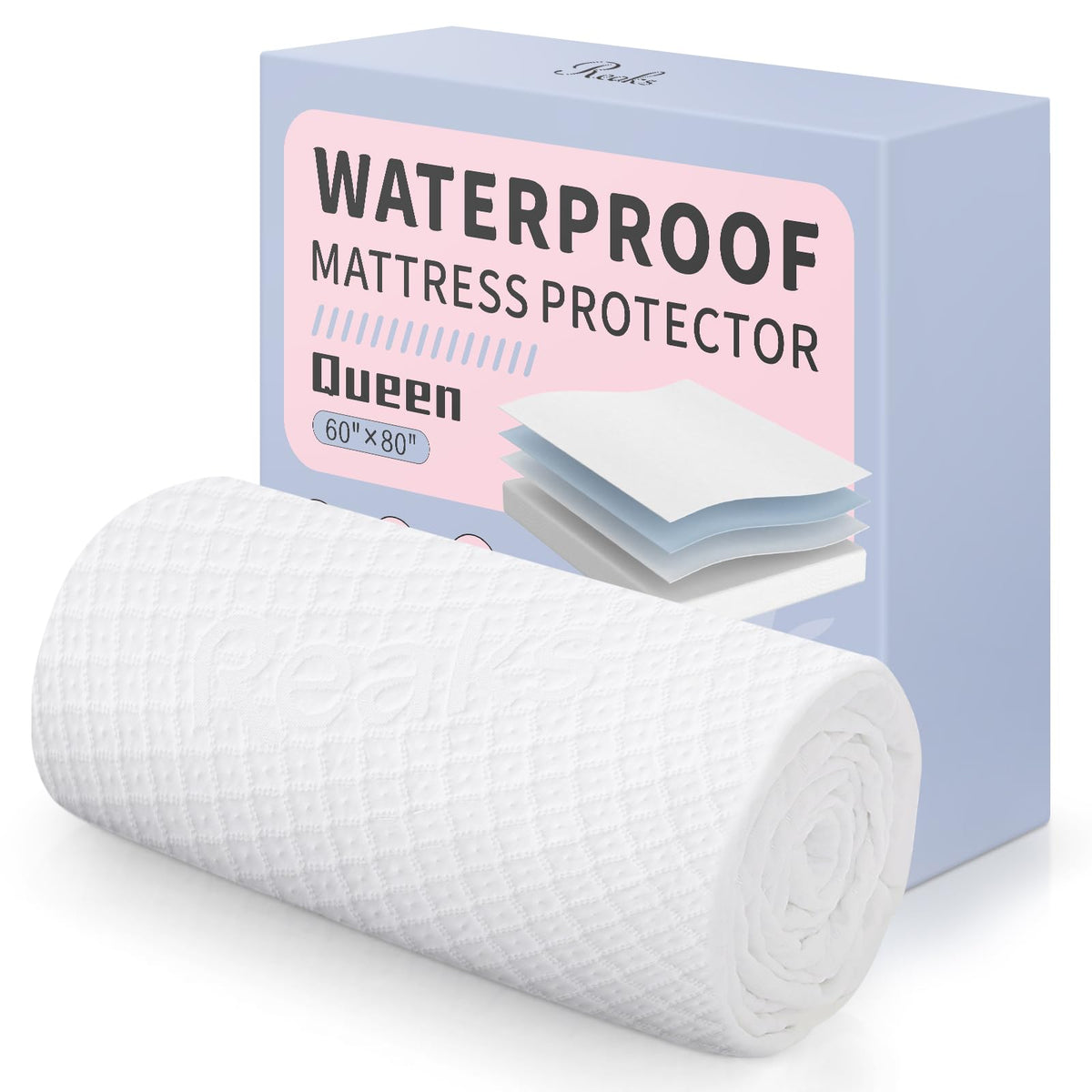Queen Size Waterproof Mattress Protector Fitted Mattress Pad Cover with Deep Pocket Up to 18''