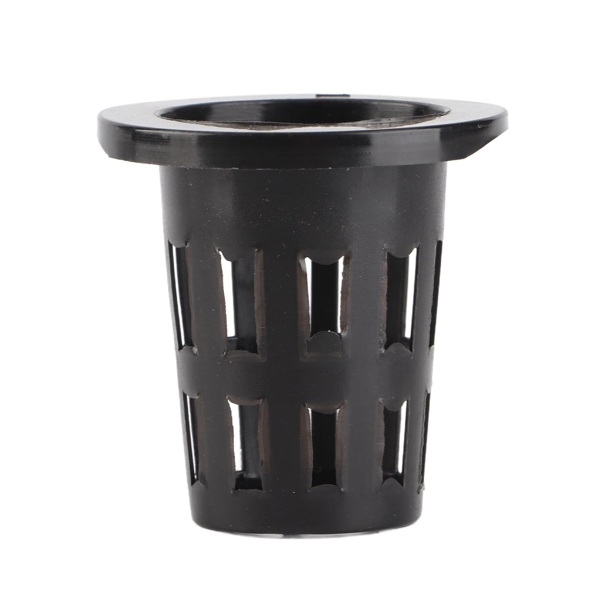BORDSTRACT 50Pcs Garden Slotted Mesh Cups, 1.7in Heavy Duty Round Net Pots for Hydroponics, Aquaponics, Seed Growing, Indoor Outdoor Planting(Black)