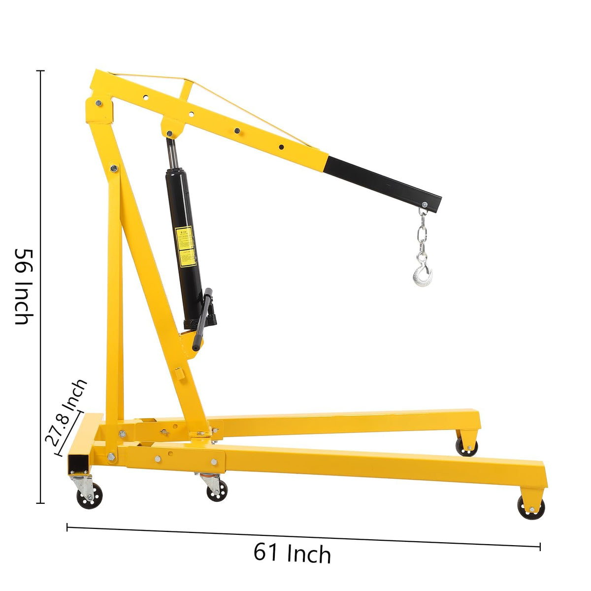 GarveeHome 2 Ton Cherry Picker Engine Hoist, Heavy Duty Folding Hydraulic Crane with 6 Casters & Lever for Auto Repair, Garage & Workshop, Yellow