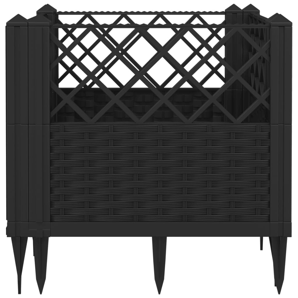 Makastle Garden Planter, Decorative Outdoor Flowerpot for Vegetables, Flowers and Succulents in for Patio, Front Porch, 17.1x17.1x17.1 in Black Polypropylene