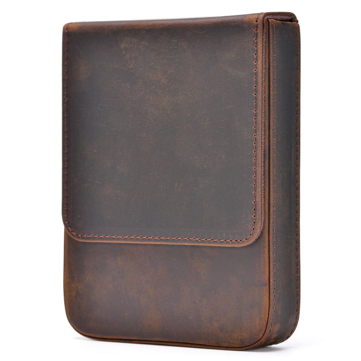 Lanxivi Genuine Leather Fountain Pen Case 6 Slot Crazy Leather Organizer, Portable Pen Bag Pouch Drawer Style