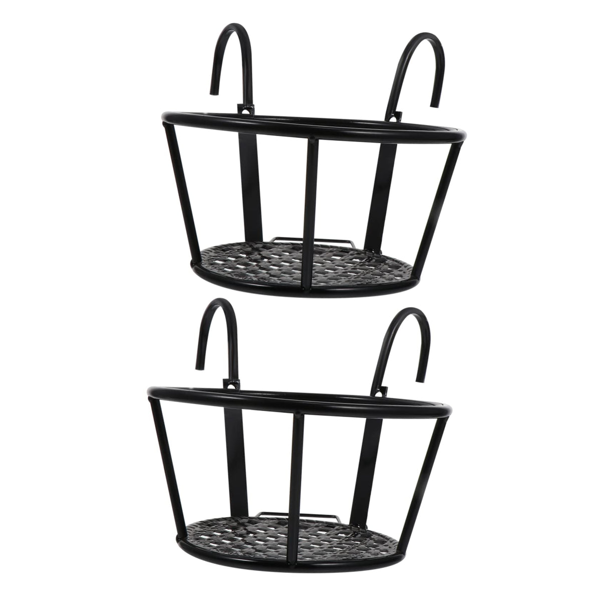 Healifty 2pcs Iron Hanging Flower Pot Stand Plant Holder Rack for Balcony Patio Indoor Outdoor Home Decor