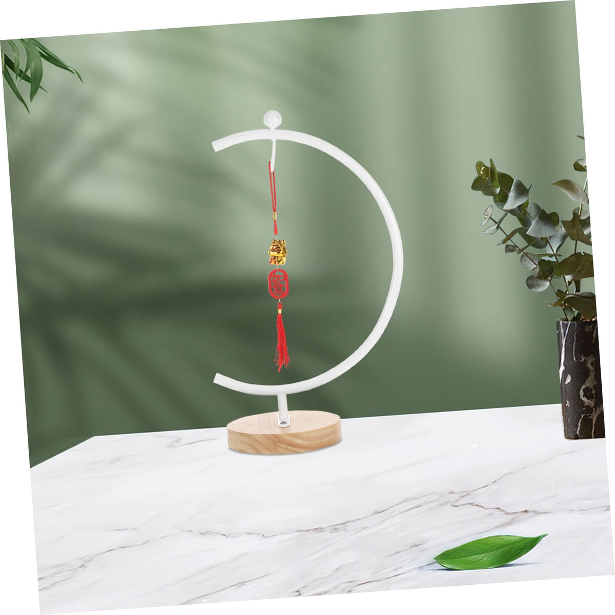 DECHOUS Wooden Base Ornament Display Stand with Hook for Hanging Globe Terrariums and Air Plants Space-saving Hanger Rack for Glass Balls Elegant Indoor Decor for Weddings and Home