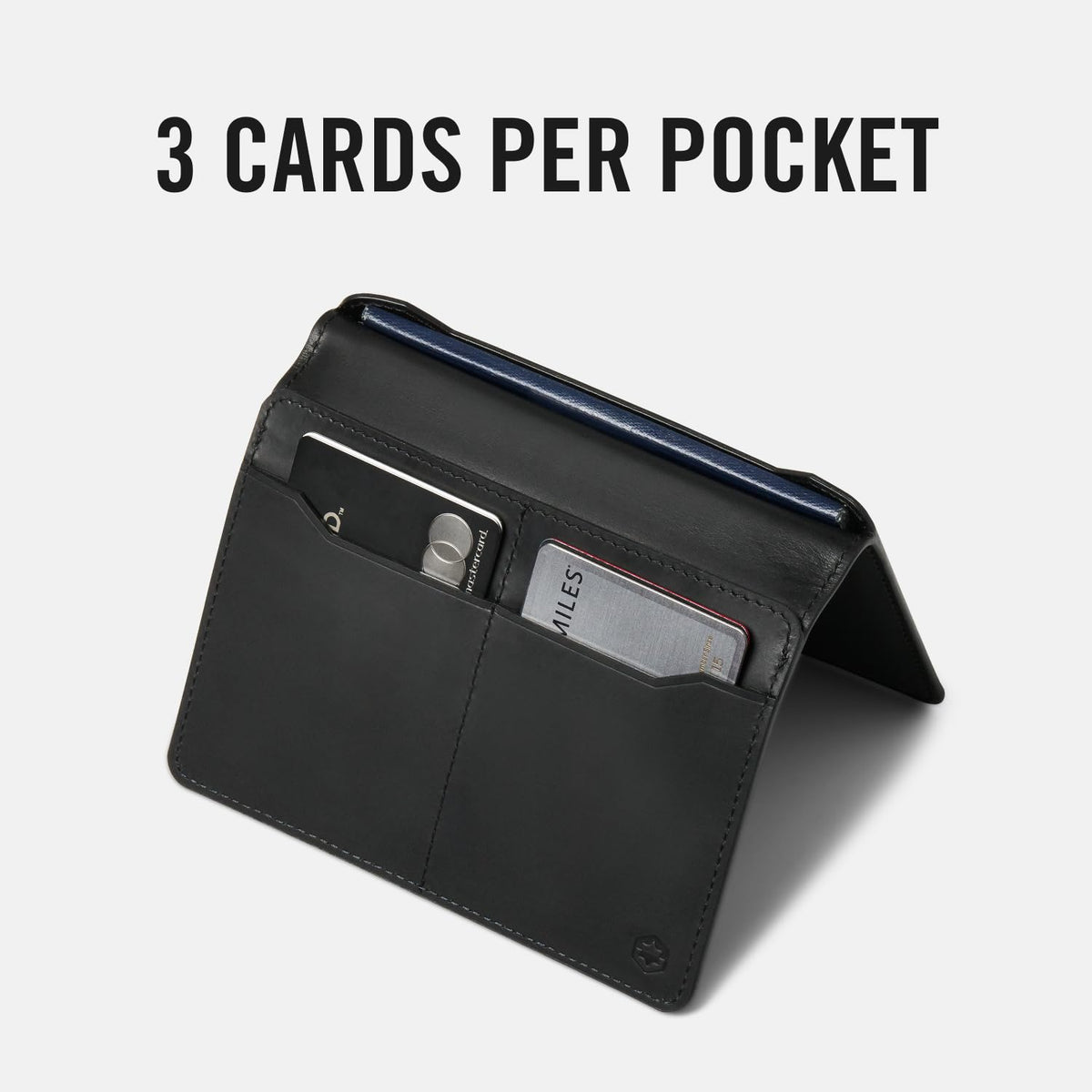 Ridge Passport Holder - Leather Travel Wallet, RFID Protection, Holds Passport, 6 Credit Cards, Folded Cash, And a Boarding Pass (Midnight Black)